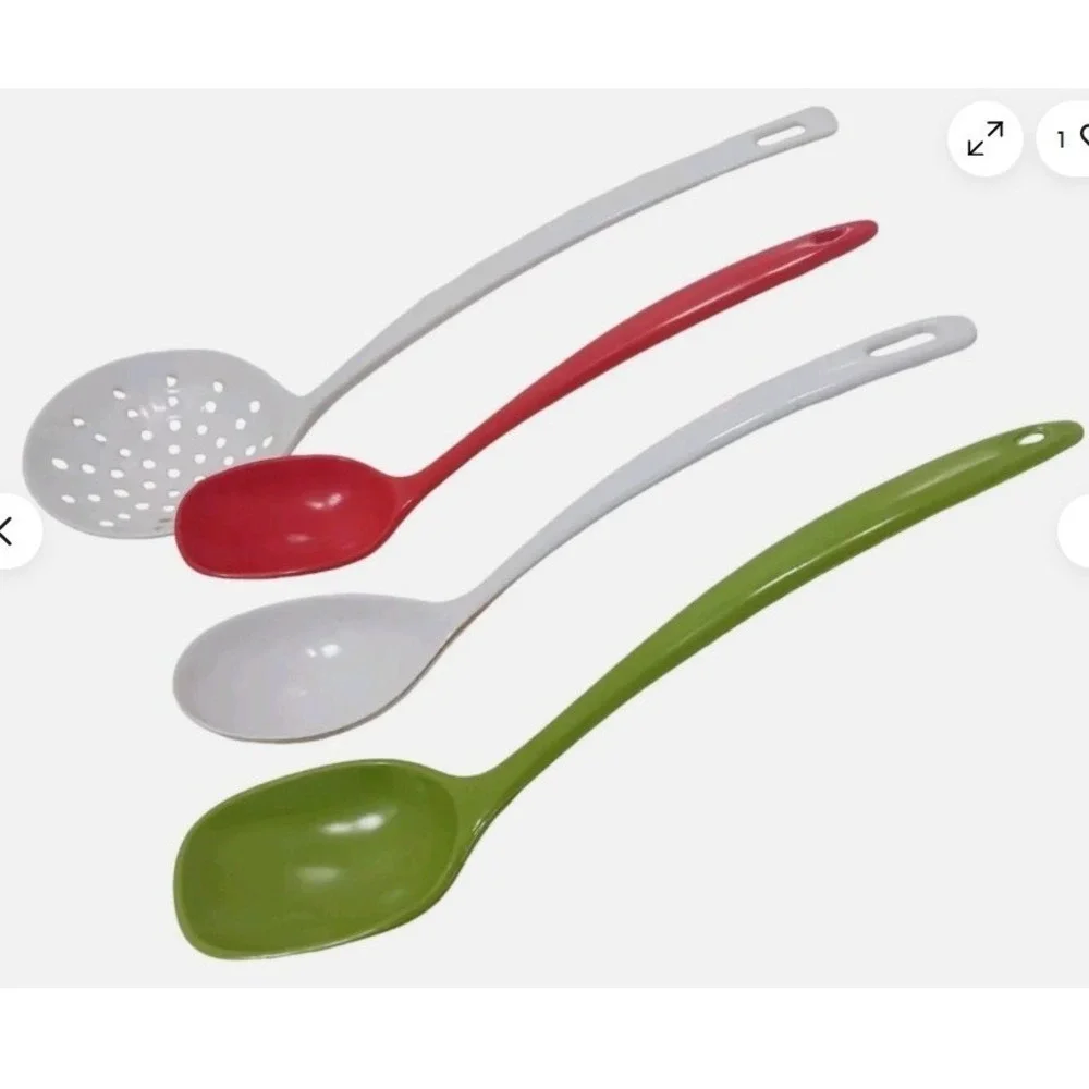 Lot 4 VINTAGE Melamine Ladle Cooking Spoons Grannycore Mid Century MCM Cottage